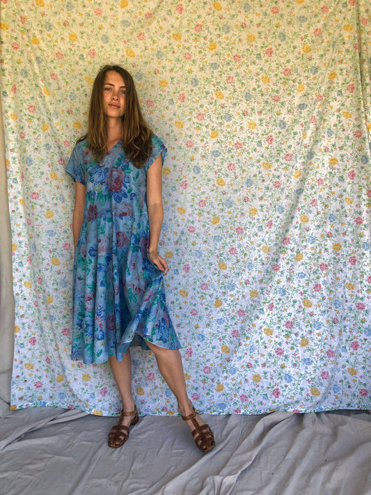 Indigo Peony Dress