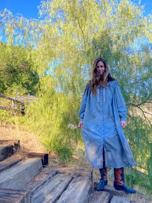 California Walnut Lace Chambray Dress