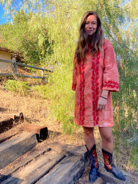 Madder Embroidered Tunic Mini Dress