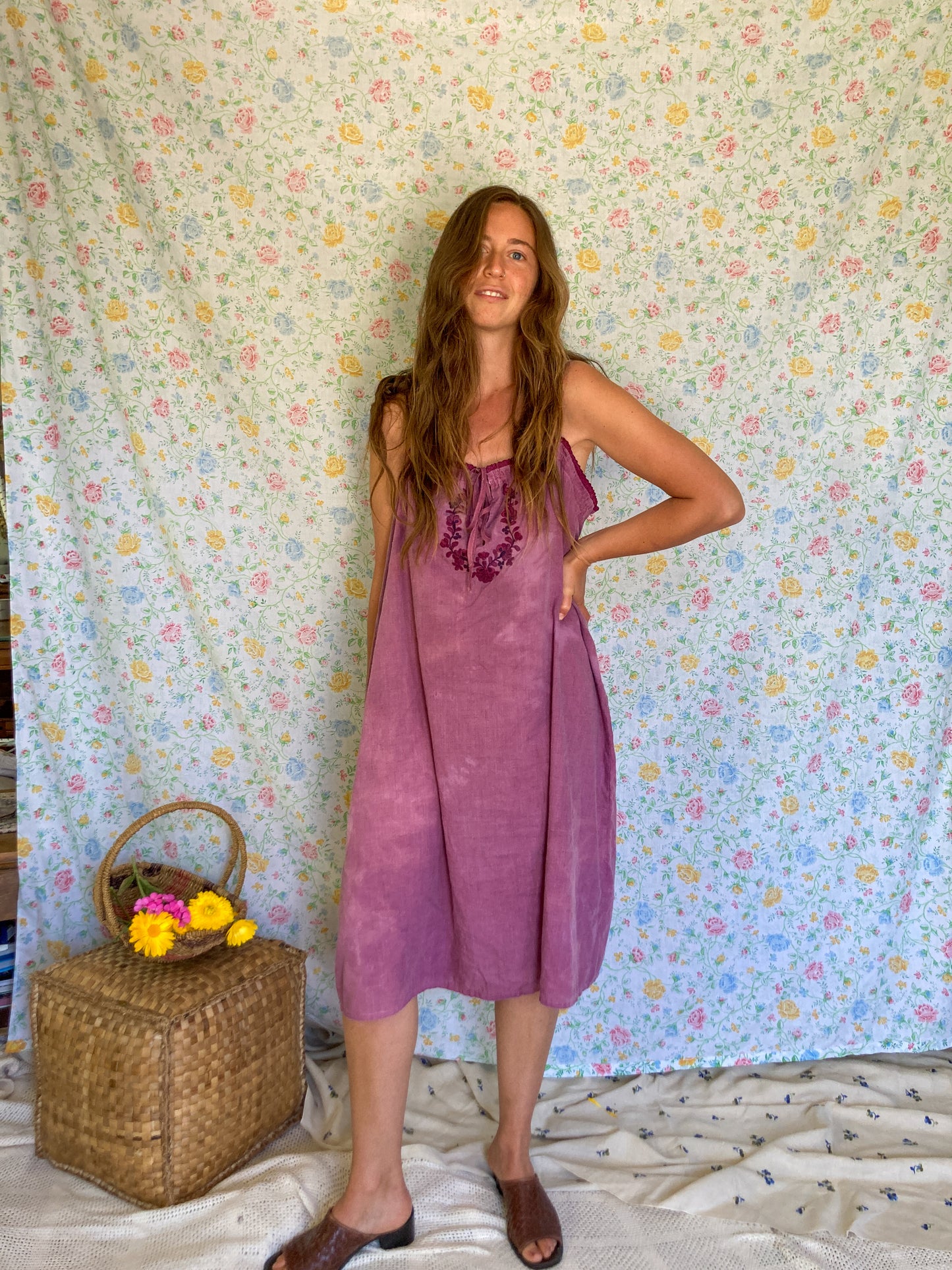 Cutch & Logwood Schisandra Embroidered Tank Dress