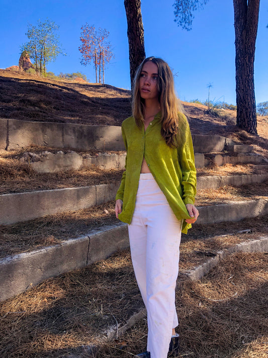 Marigold Green Silk Blouse