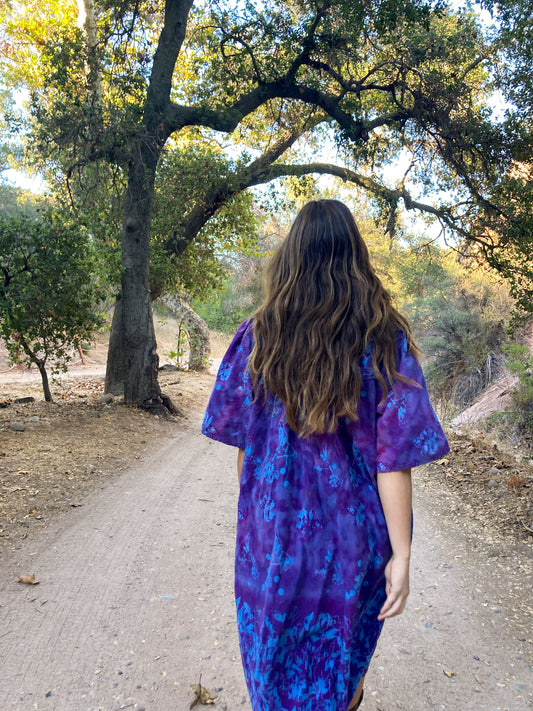 Indigo Purple Floral Print Dress