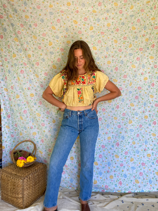 Marigold Traditional Huipil Crop