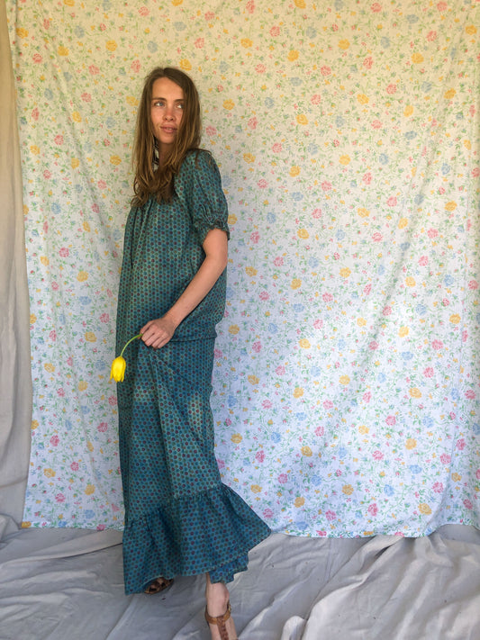 Indigo Floral Printed Maxi Dress