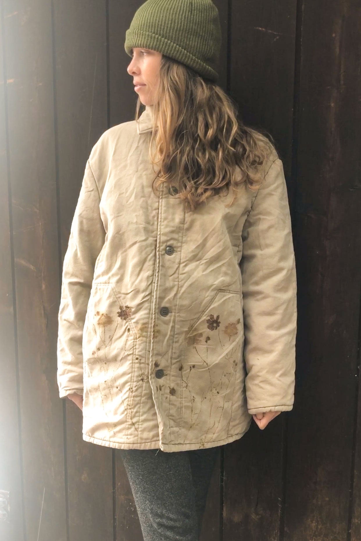 Foraged Black Walnut Soft Cotton Puffer Coat