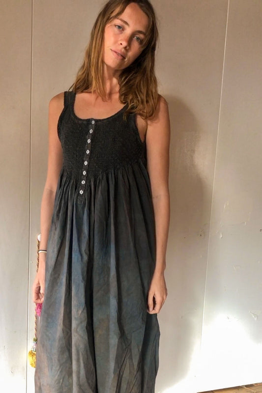 Indigo, Cutch, Logwood Rouched Tank Dress