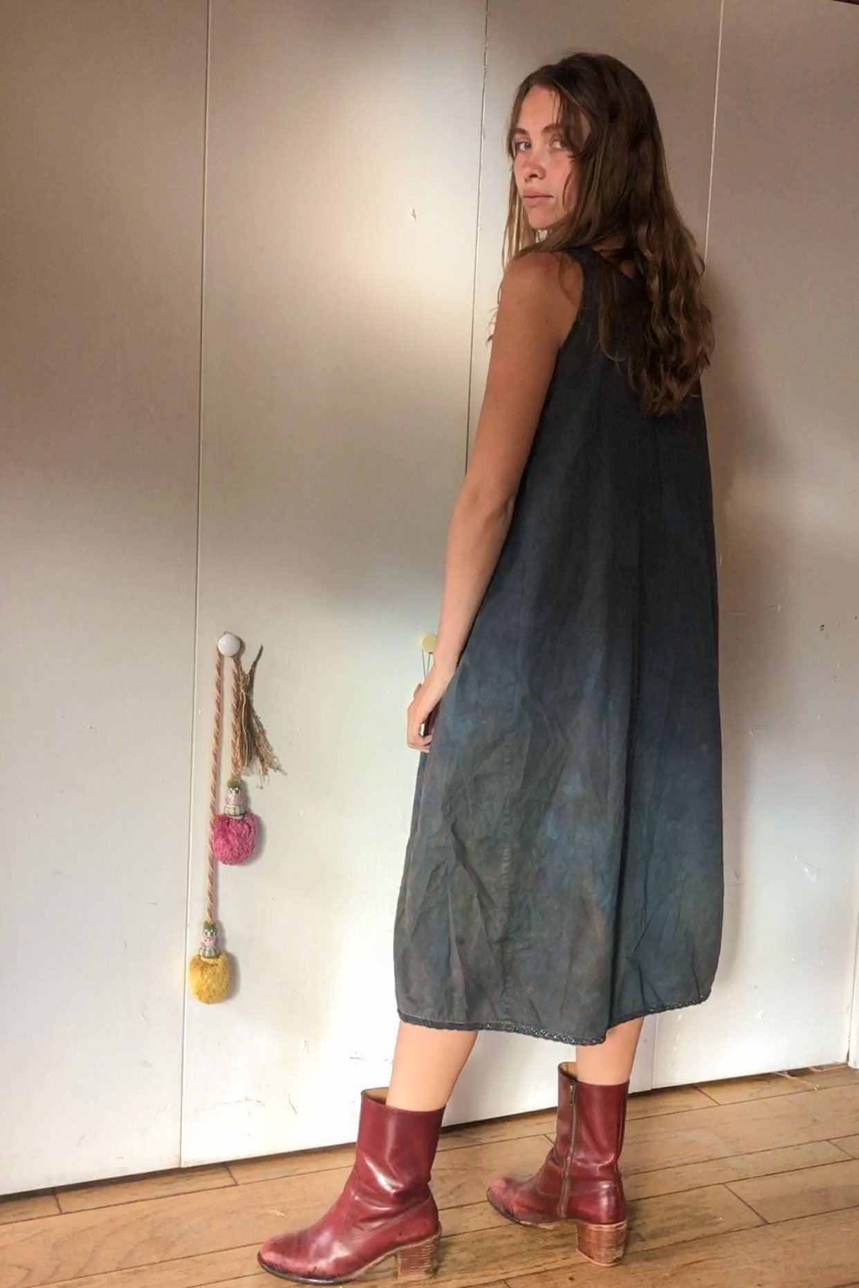 Indigo, Cutch, Logwood Rouched Tank Dress
