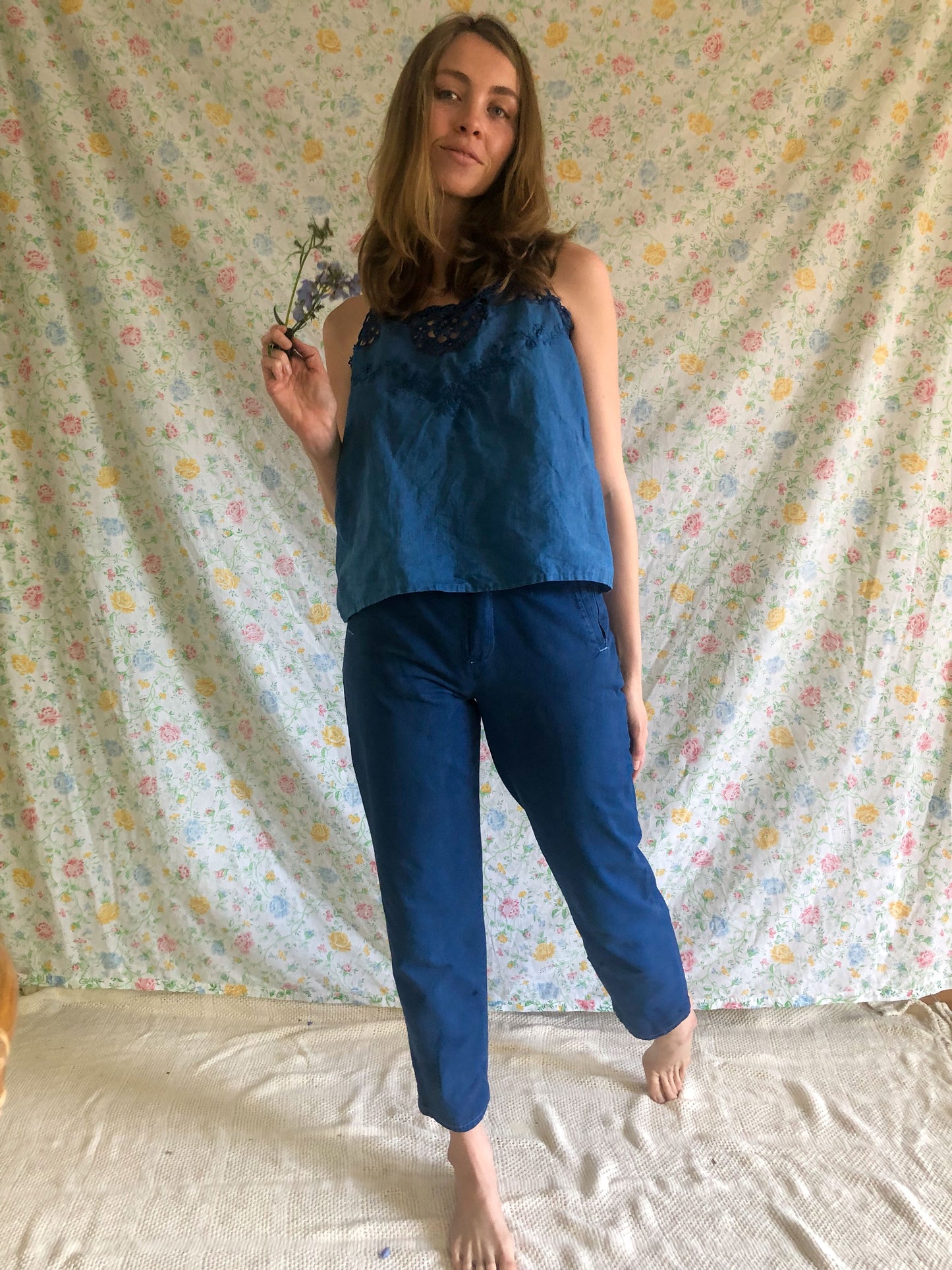 Indigo Lace Halter Top