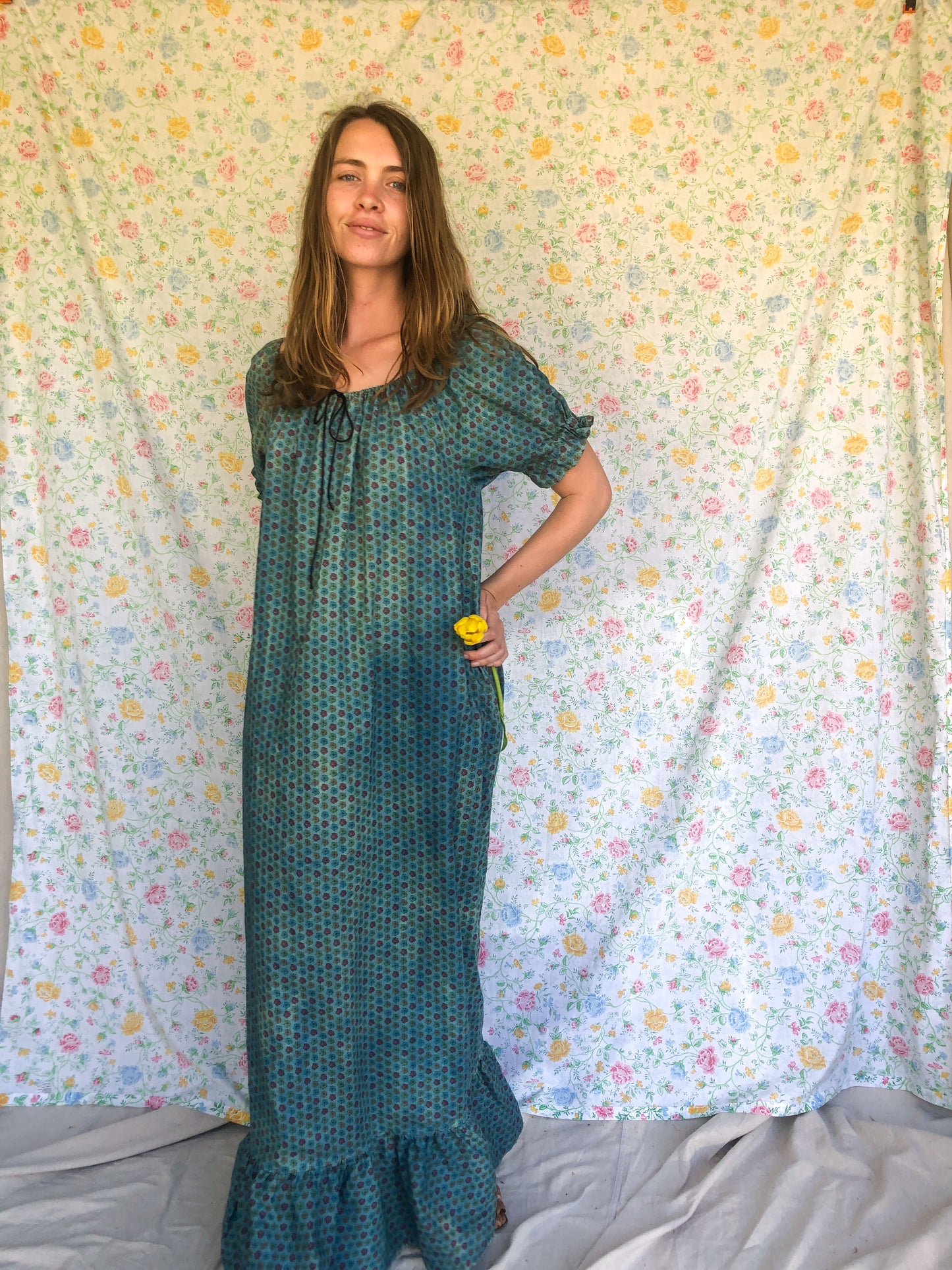 Indigo Floral Printed Maxi Dress