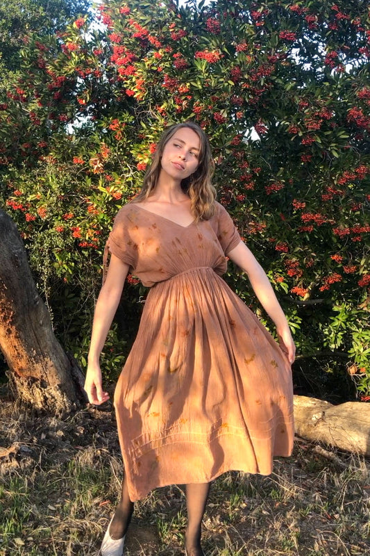 Cutch Bundle Dyed Gauze V-neck Dress