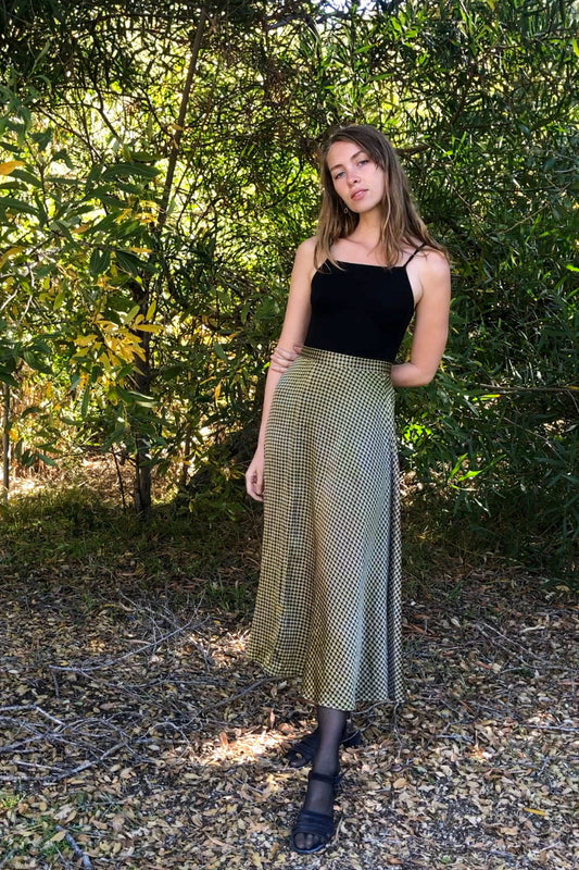 Marigold & Iron Houndstooth Silk Skirt