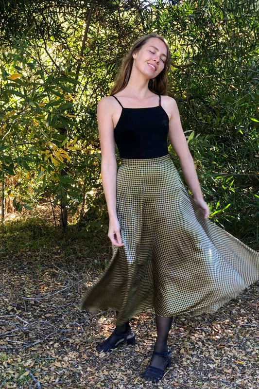 Marigold & Iron Houndstooth Silk Skirt