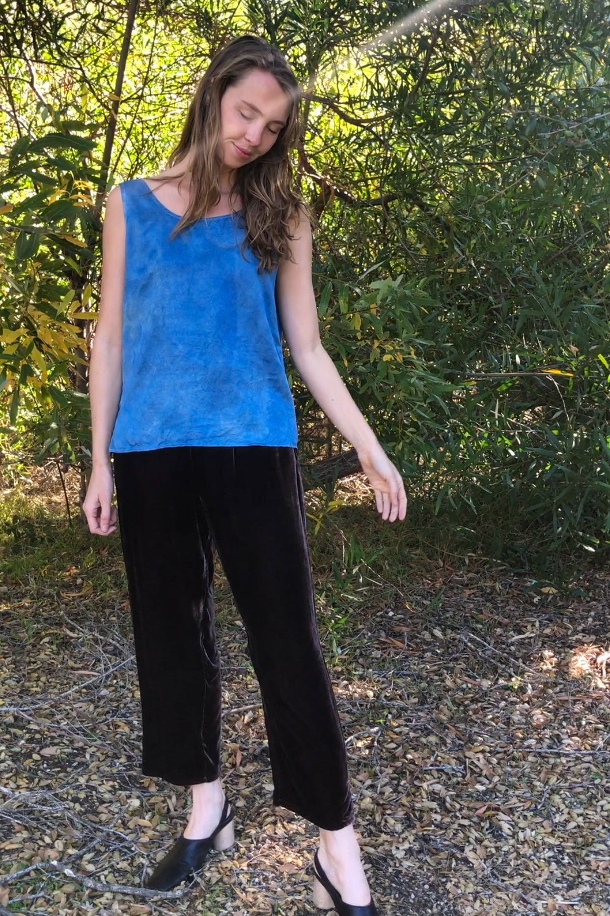 Indigo Silk Tank