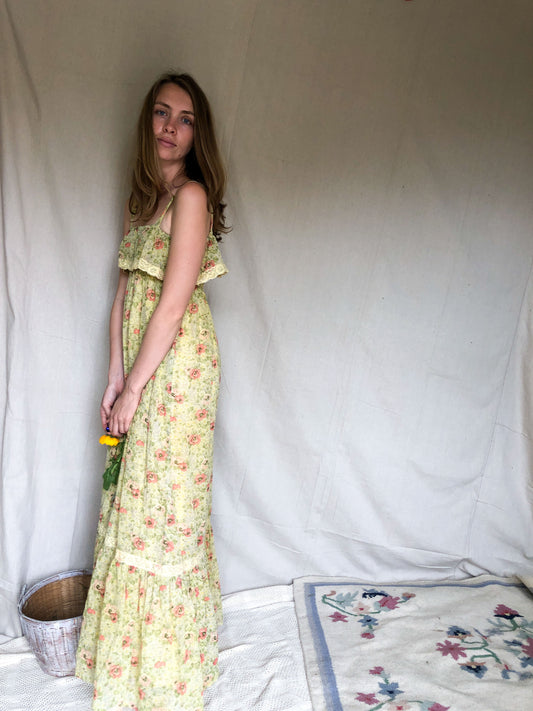 Marigold Floral Tiered Tank Dress