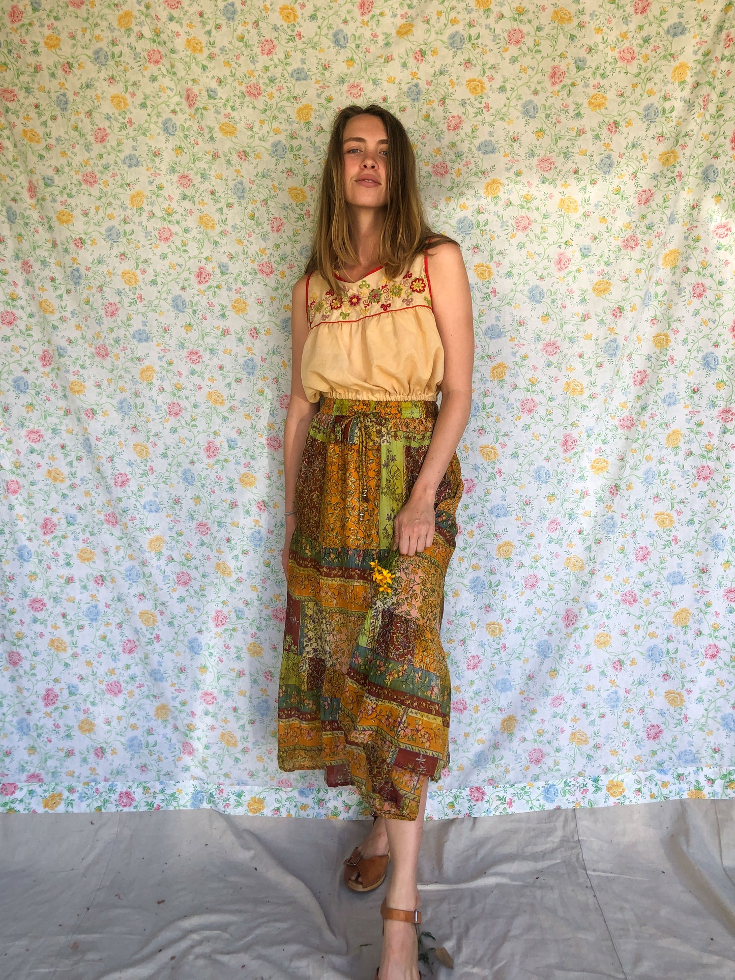 Marigold Cotton Patchwork Skirt