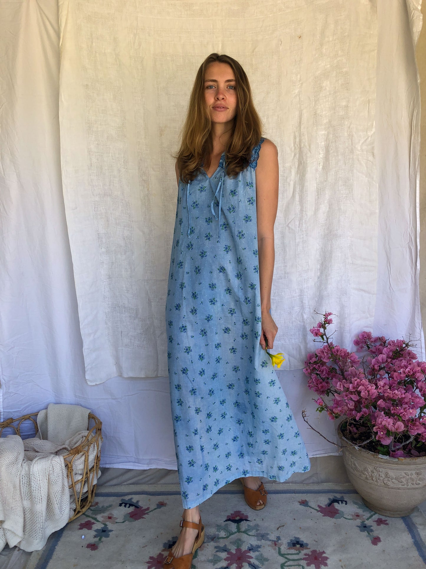 Indigo Floral Dot Maxi
