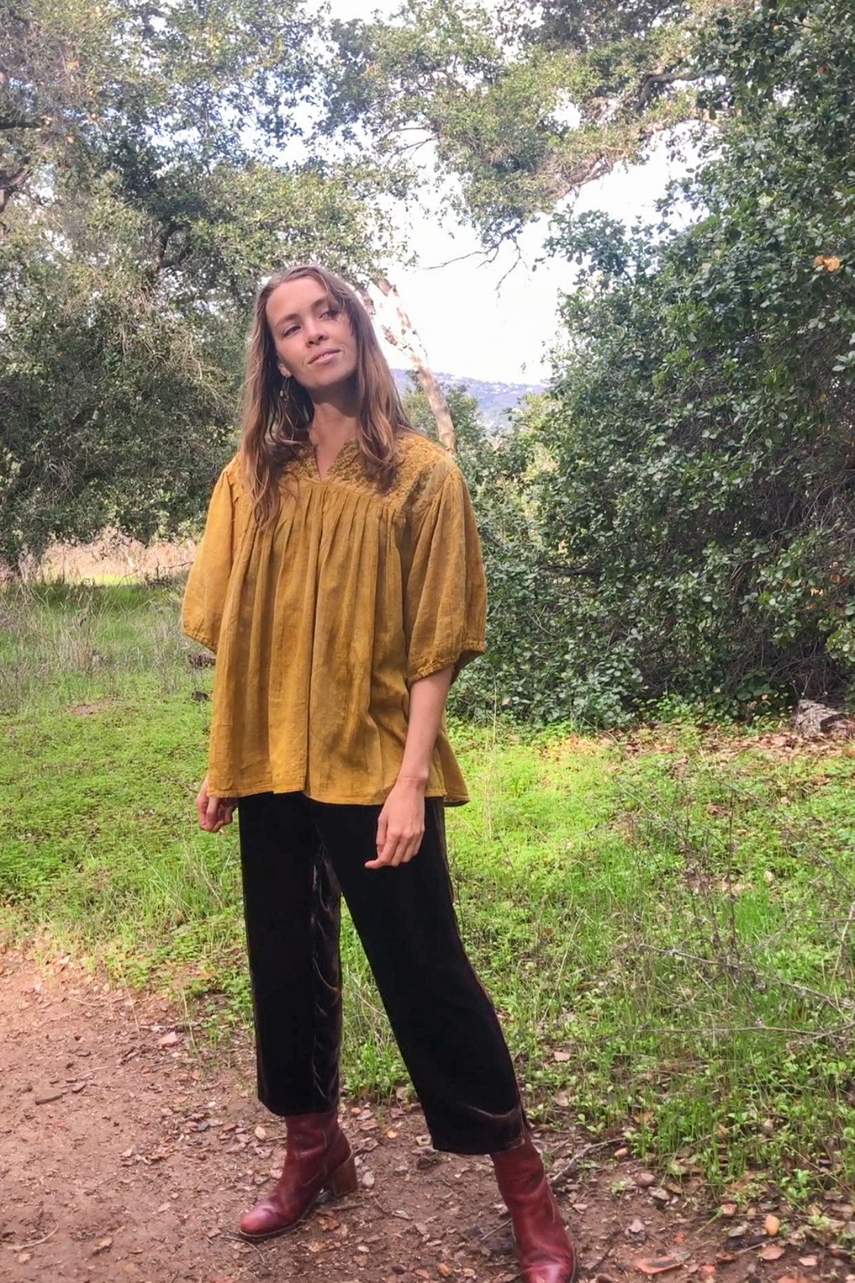 Marigold Gauze Puff Sleeve Blouse