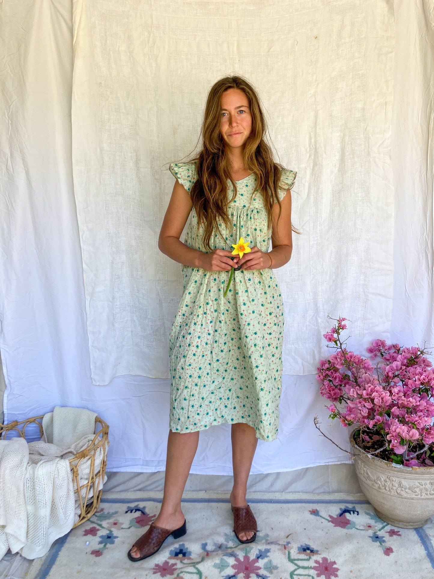 Marigold Ruffle Sleeve Midi Dress