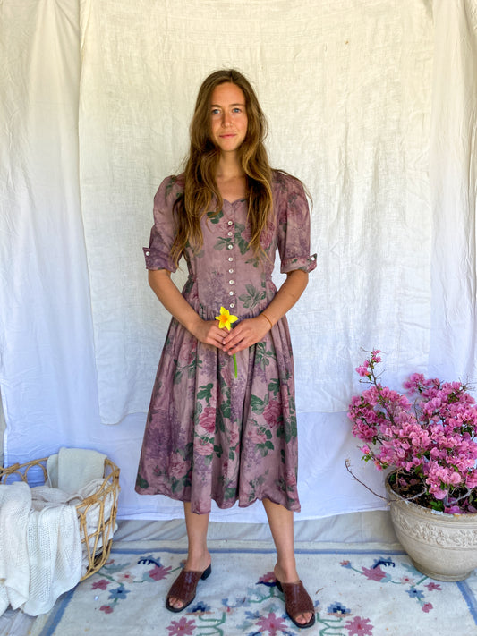 Logwood Floral 80s Dress