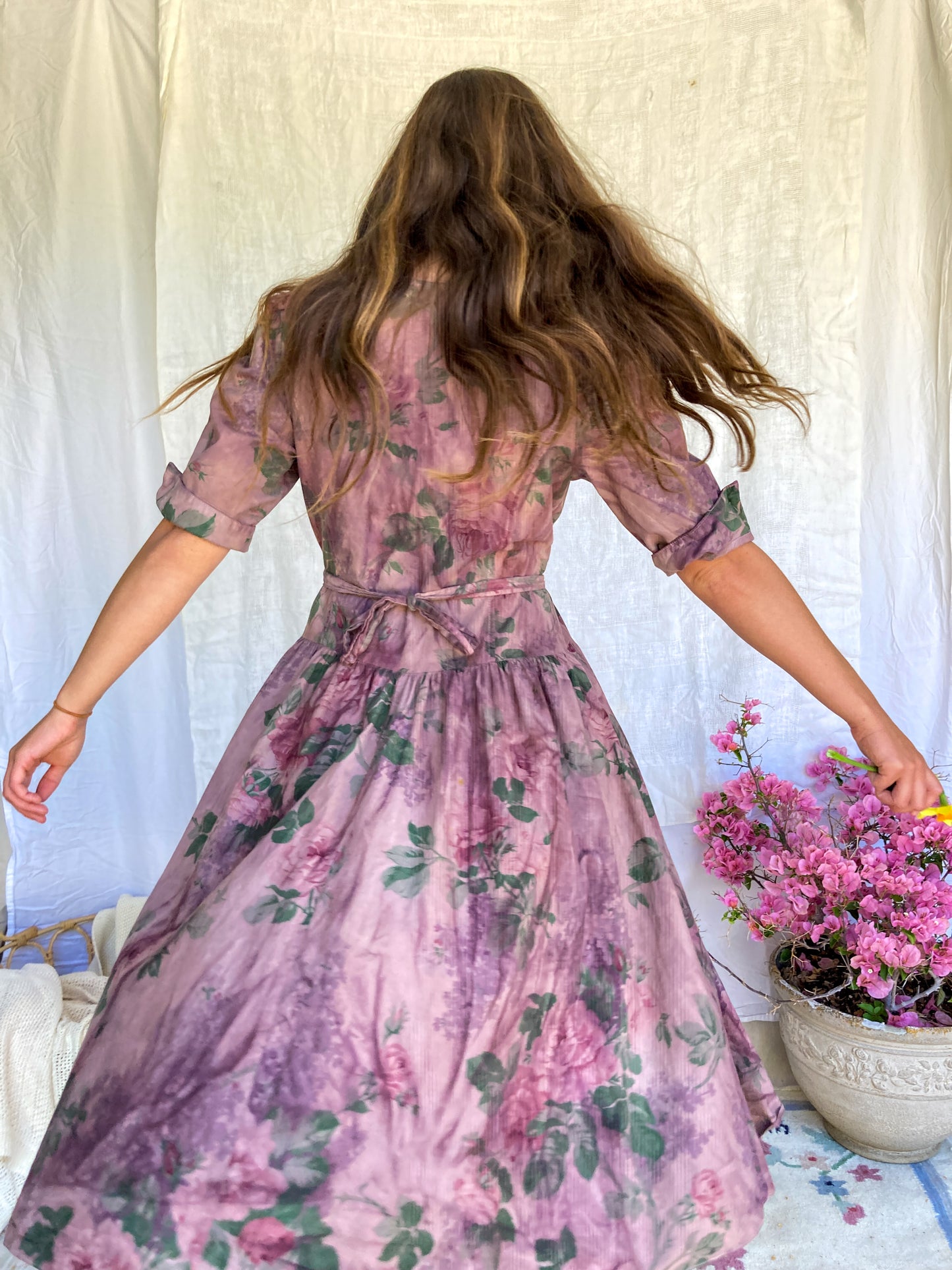 Logwood Floral 80s Dress