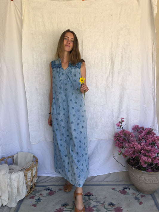 Indigo Floral Dot Maxi