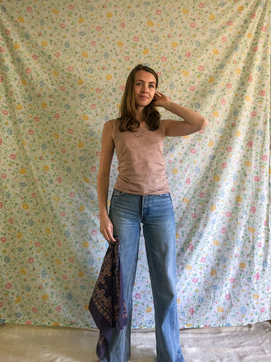 Cutch & Logwood Floral Embroidered Knit Tank