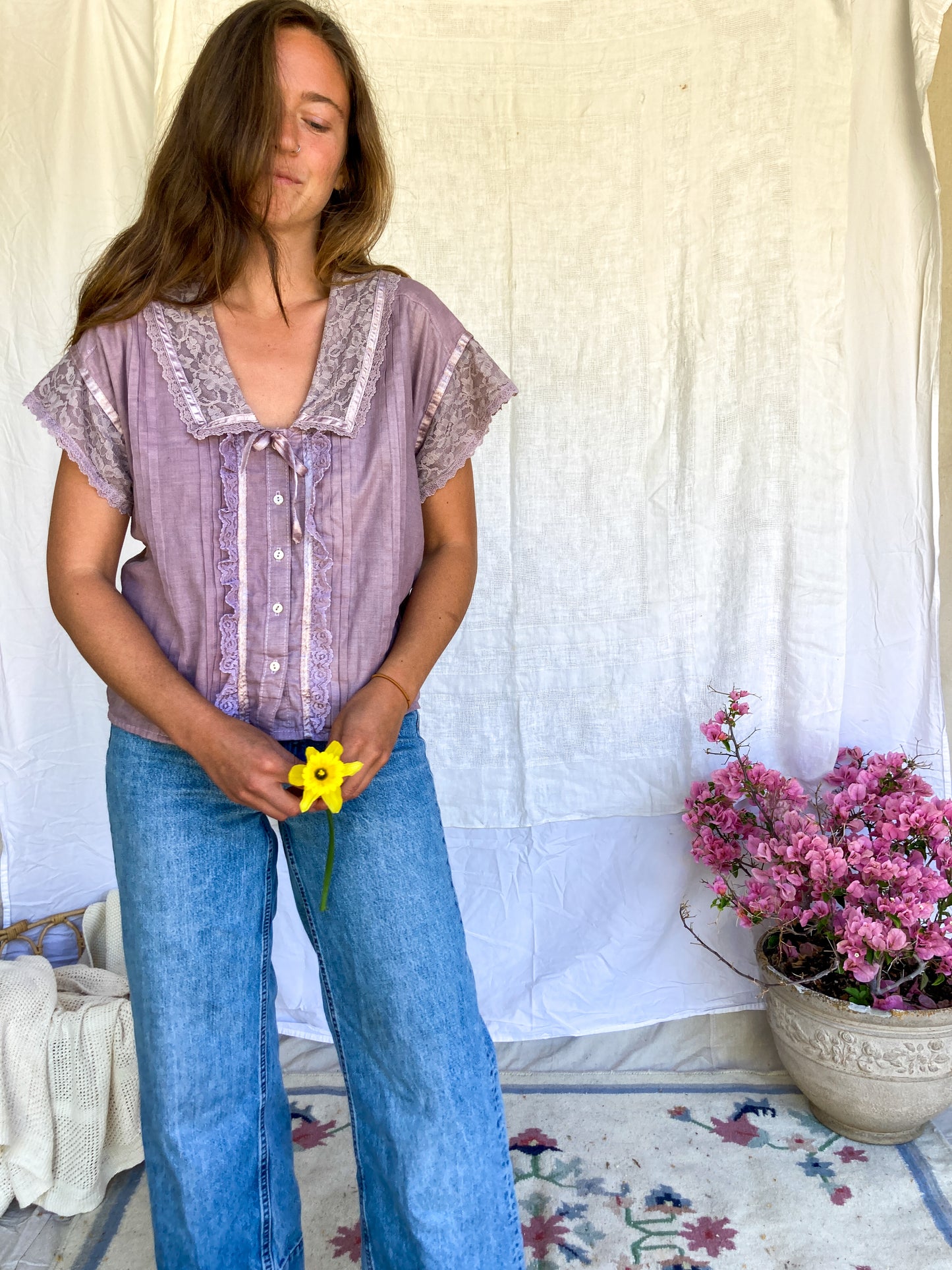 Plum Gunne Sax Lace Blouse