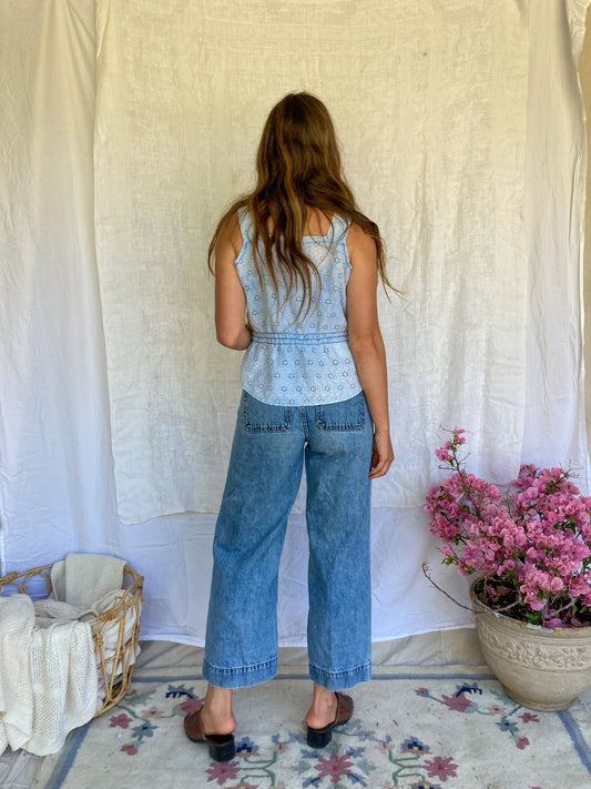 Indigo Eyelet Tank