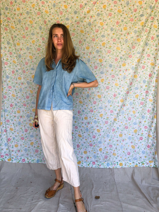 Indigo Collar Embroidered Buttondown