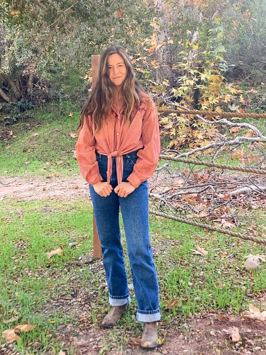 Madder Embroidered Western Blouse