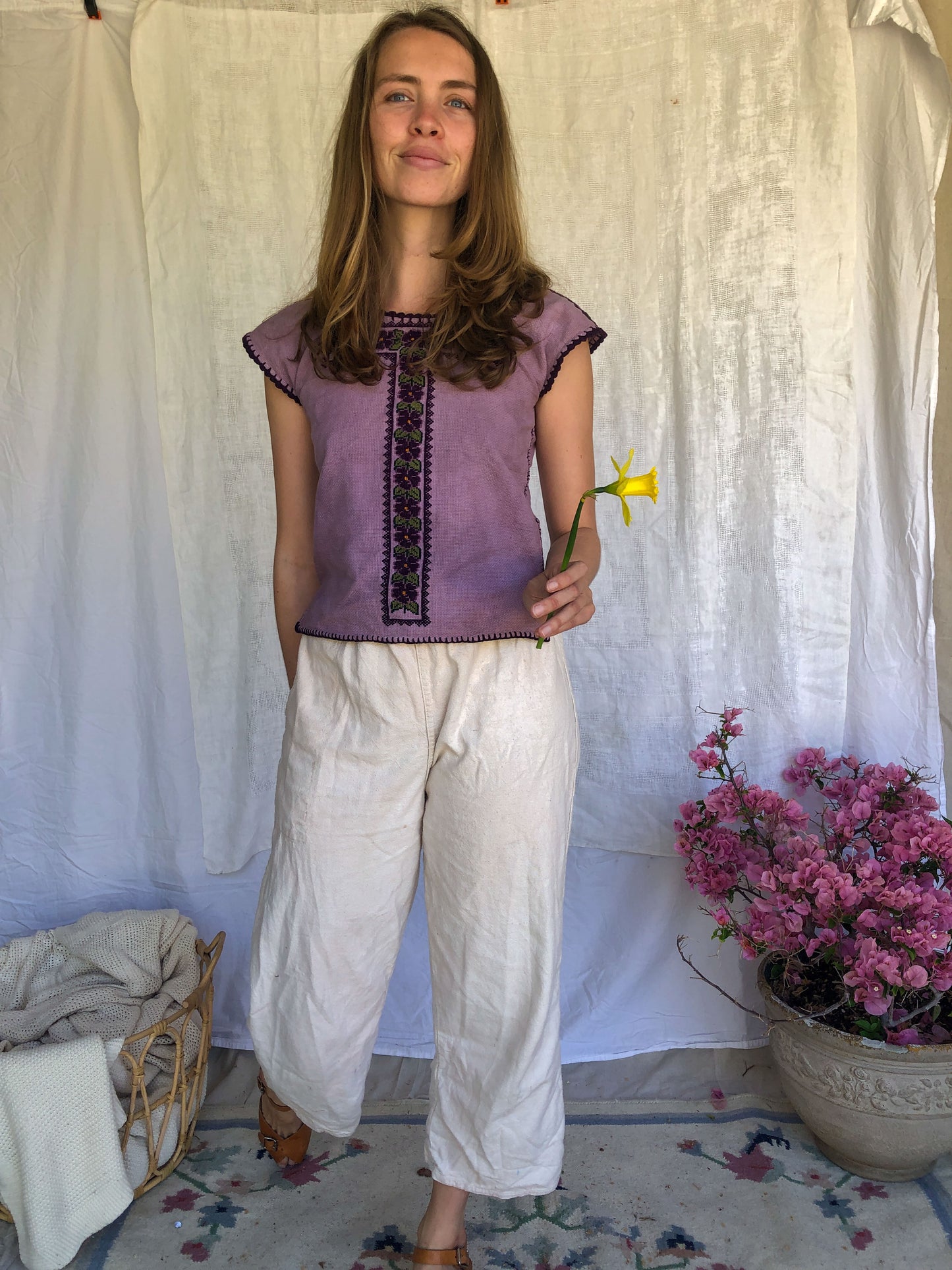 Logwood & Cutch Traditional Embrodiered Huipil Blouse