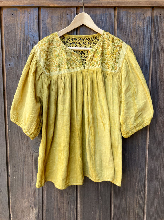 Marigold Gauze Puff Sleeve Blouse