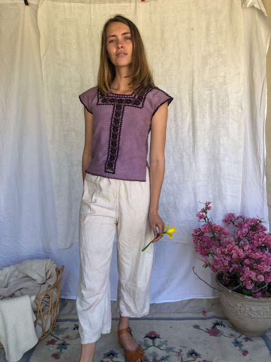 Logwood & Cutch Traditional Embrodiered Huipil Blouse