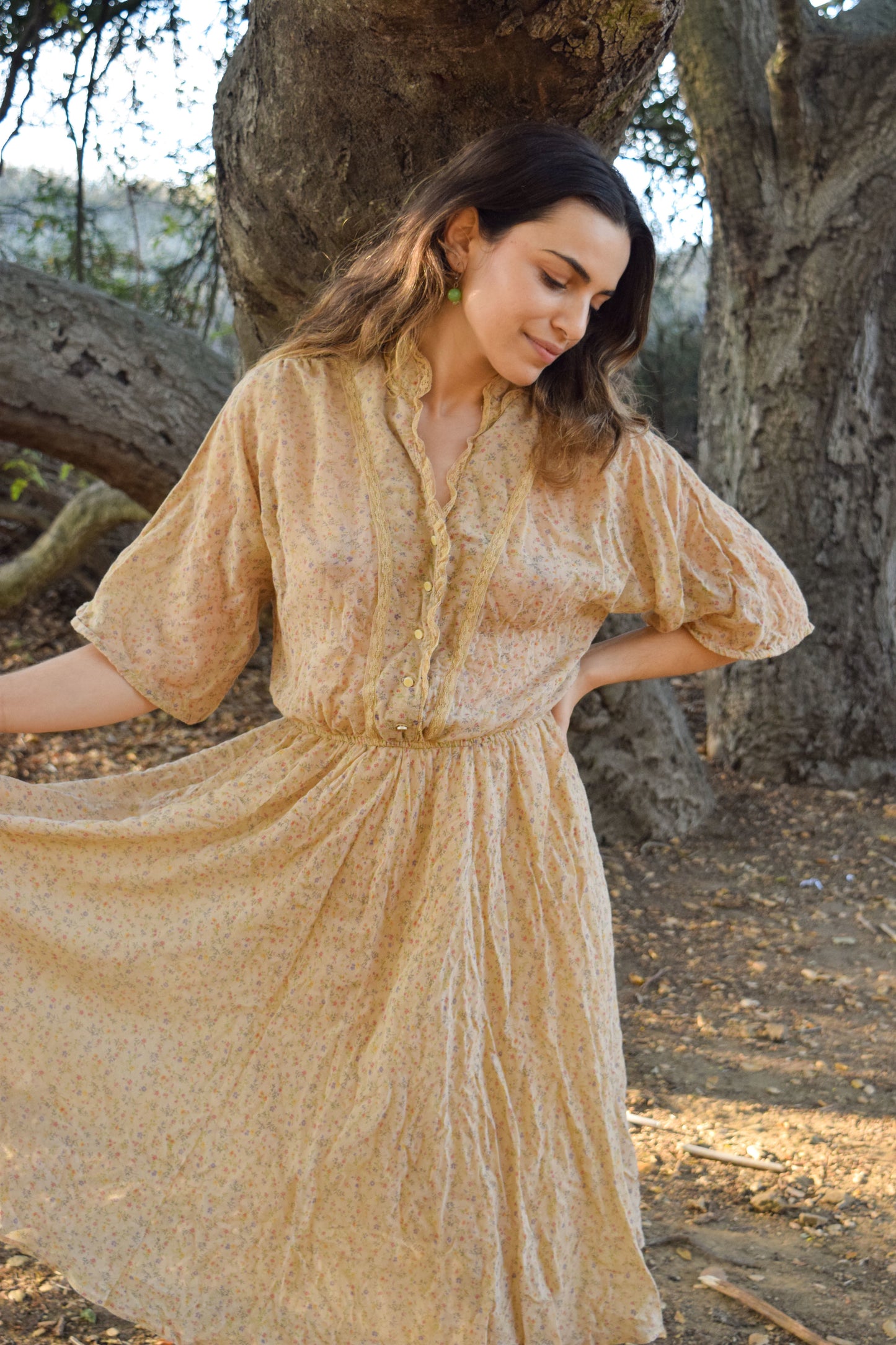 Chestnut Floral Midi Dress