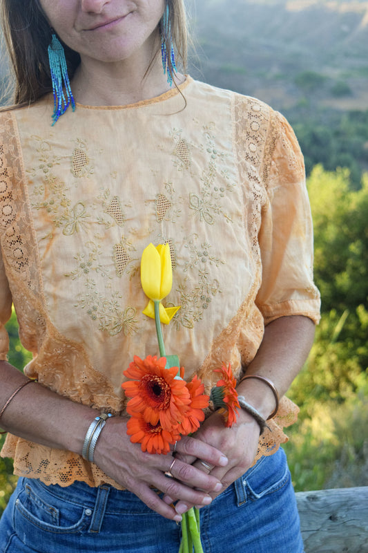 Homegrown Coreopsis Lace Peplum Blouse