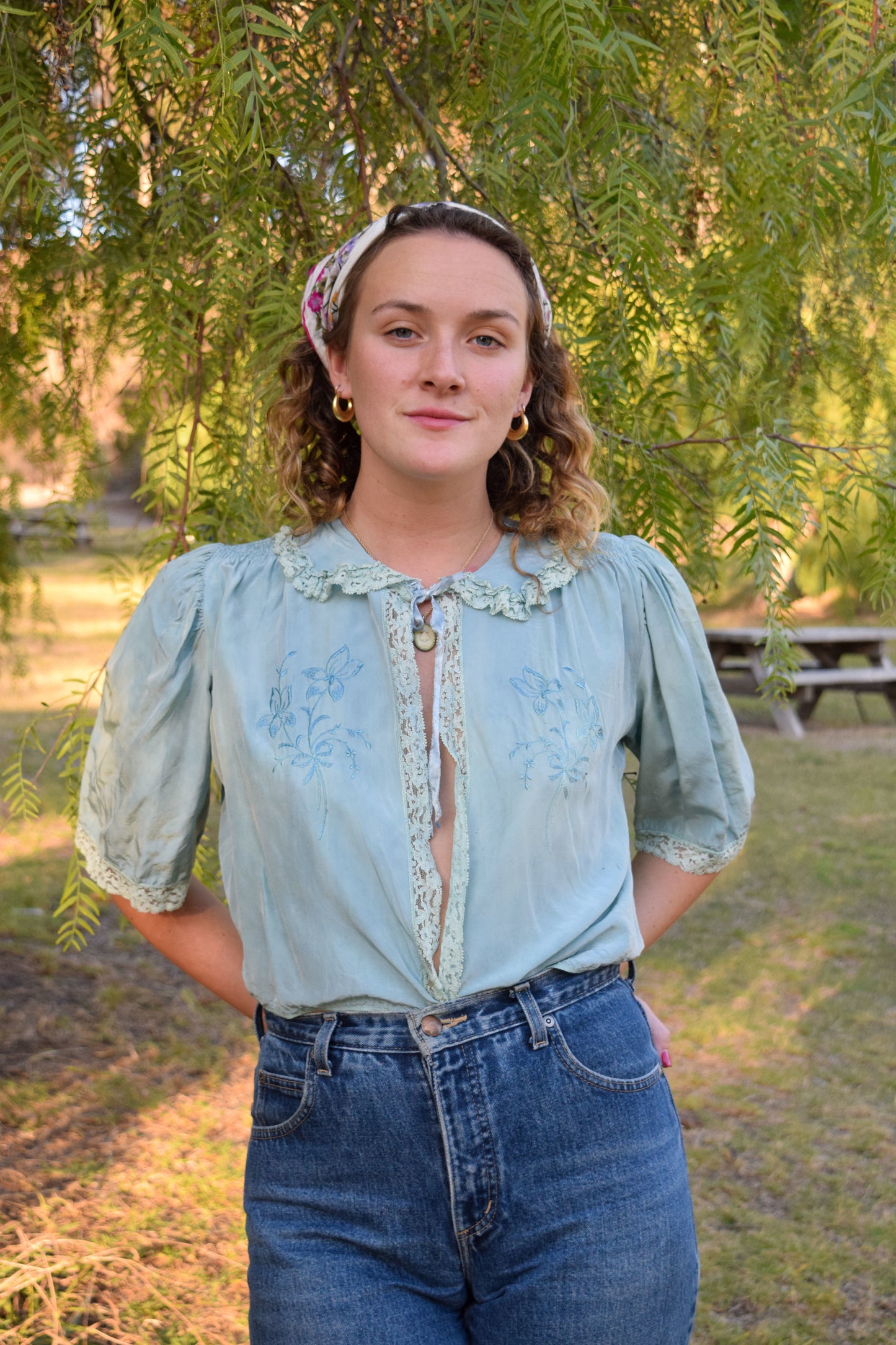 Indigo 1930's Silk Bed Jacket