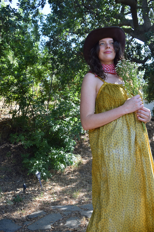 Marigold Ditsy Blue Floral Midi Dress