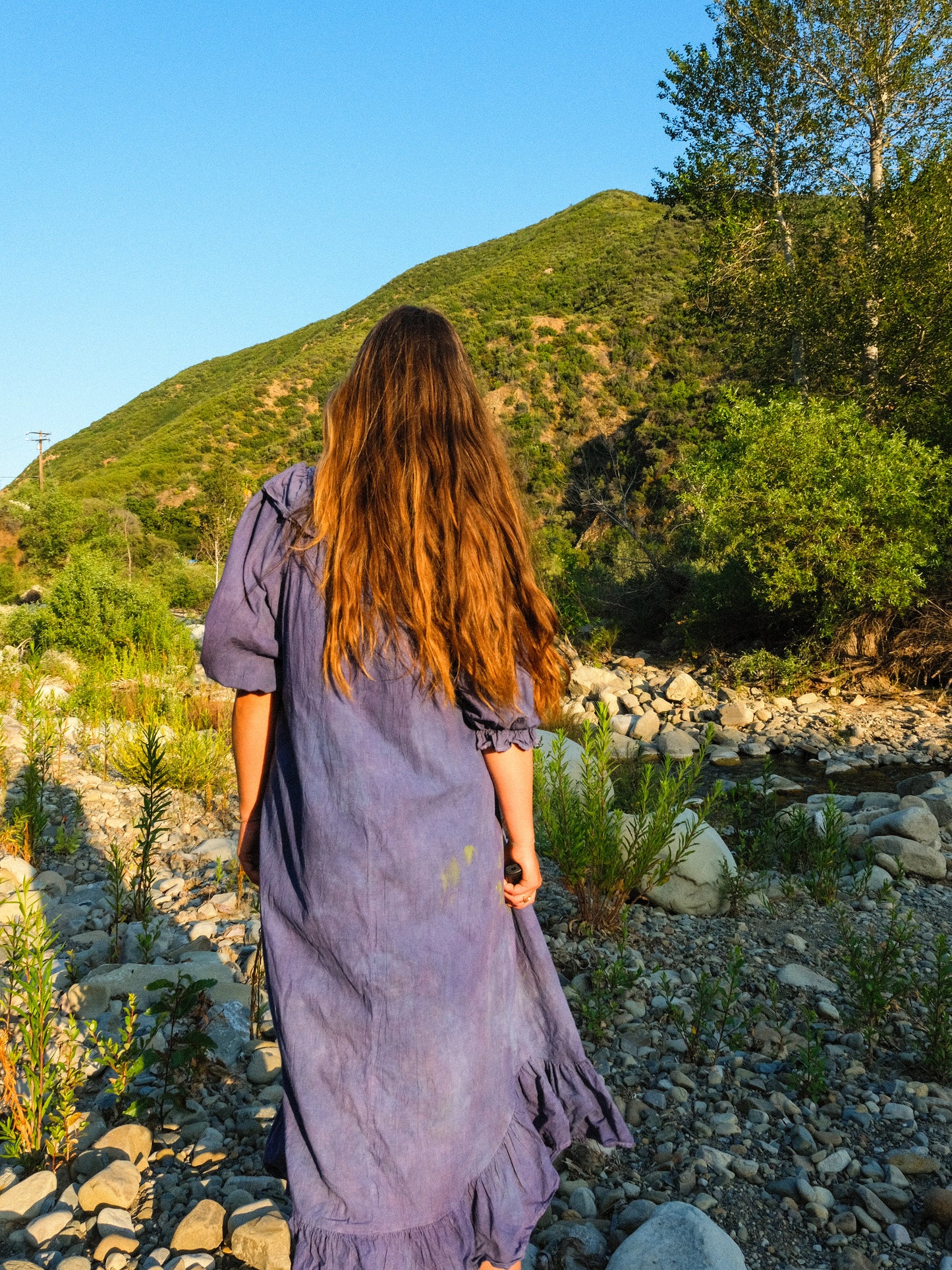 Indigo & Logwood Plunging Neck Maxi Dress