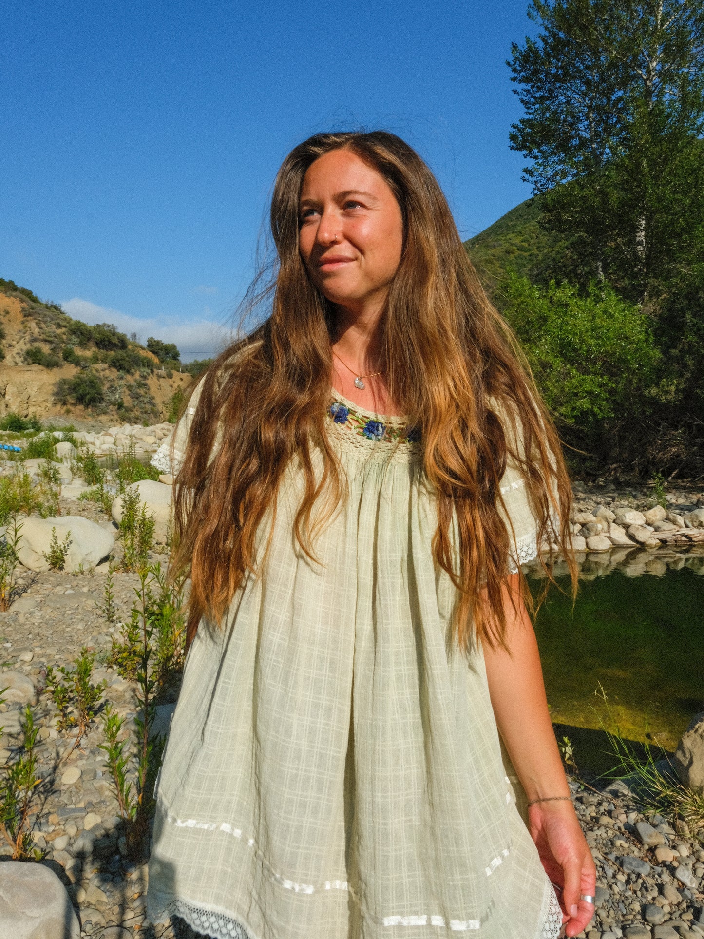 Chlorophyllin Embroidered Long Tunic