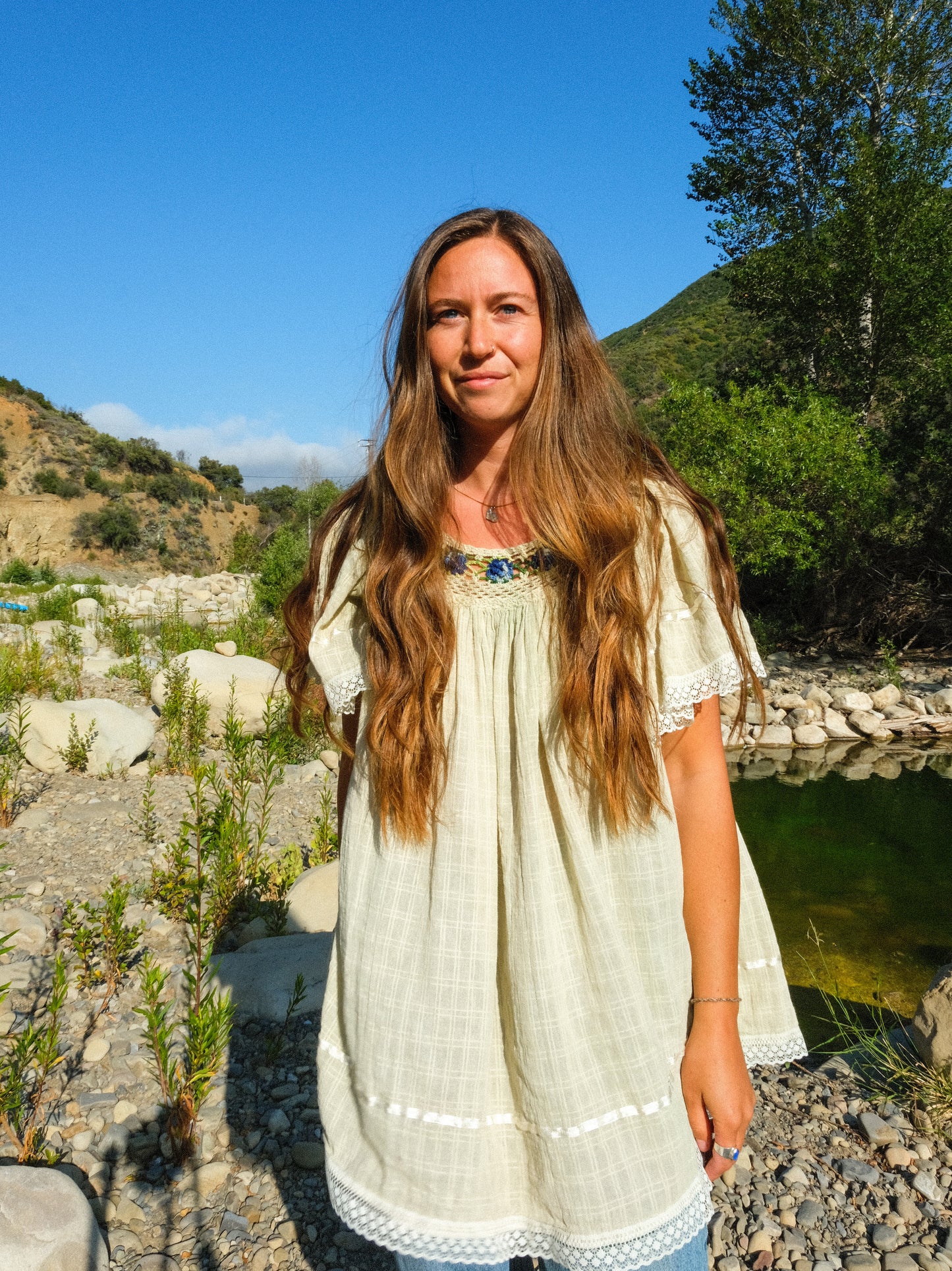 Chlorophyllin Embroidered Long Tunic