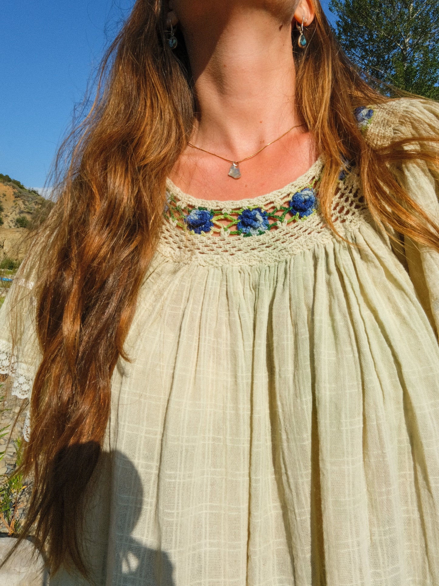 Chlorophyllin Embroidered Long Tunic