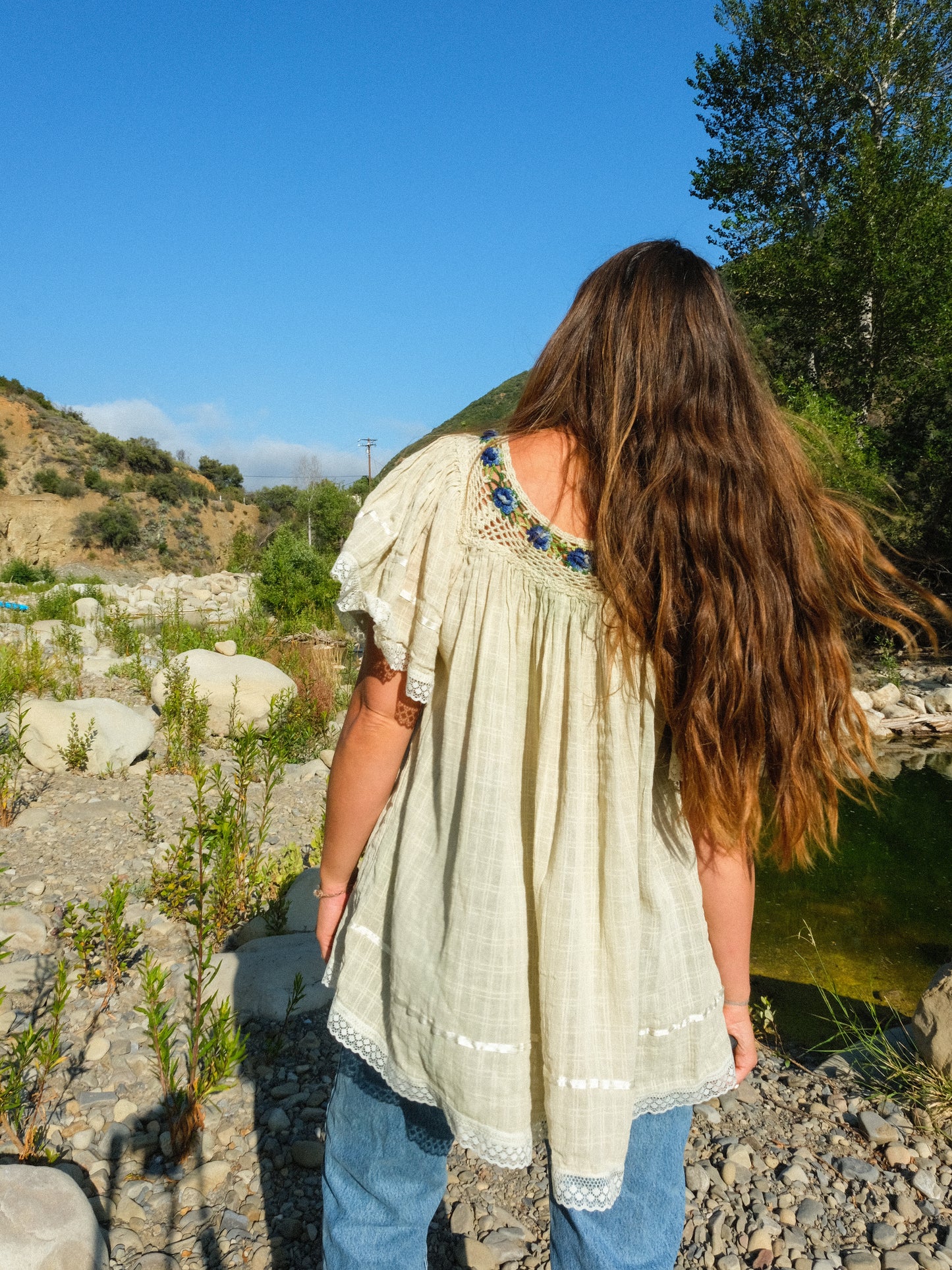 Chlorophyllin Embroidered Long Tunic