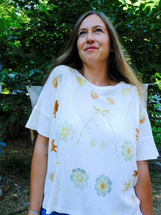 Pointelle Organic Cotton Eco-Printed Tee