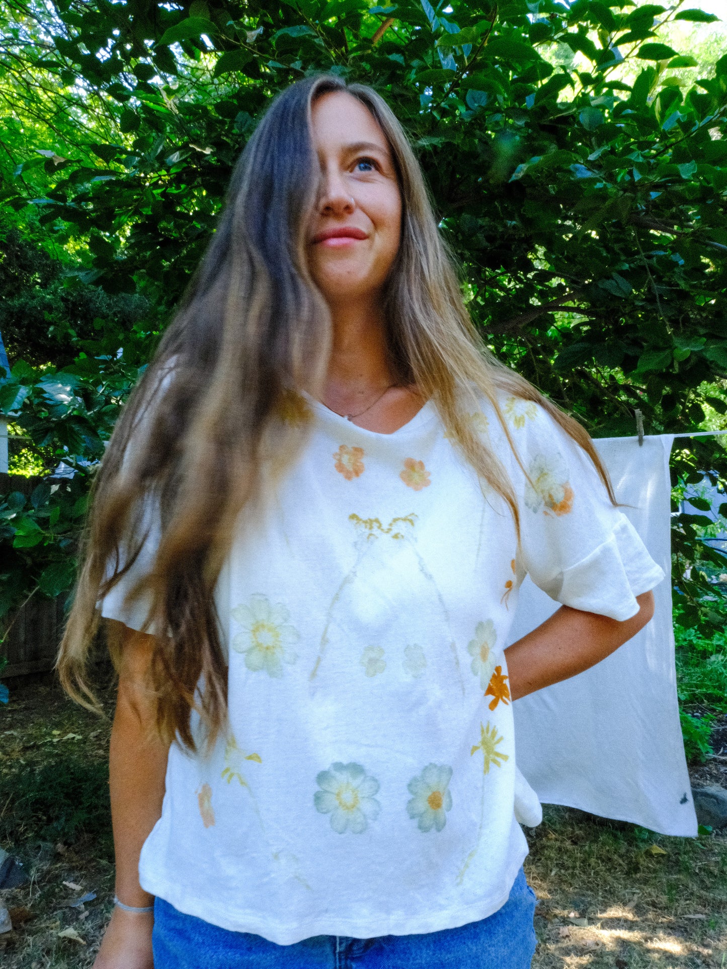 Pointelle Organic Cotton Eco-Printed Tee