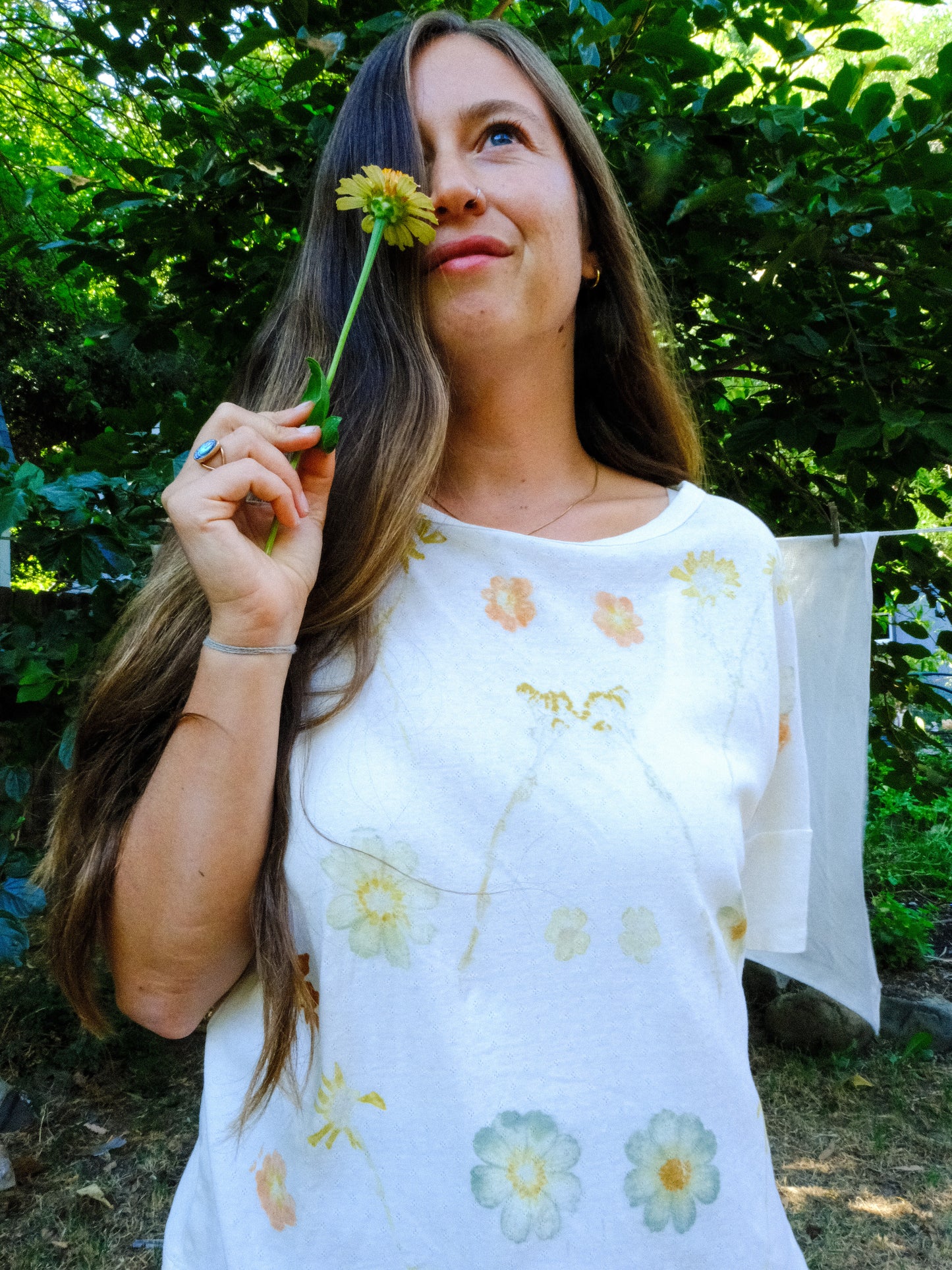 Pointelle Organic Cotton Eco-Printed Tee