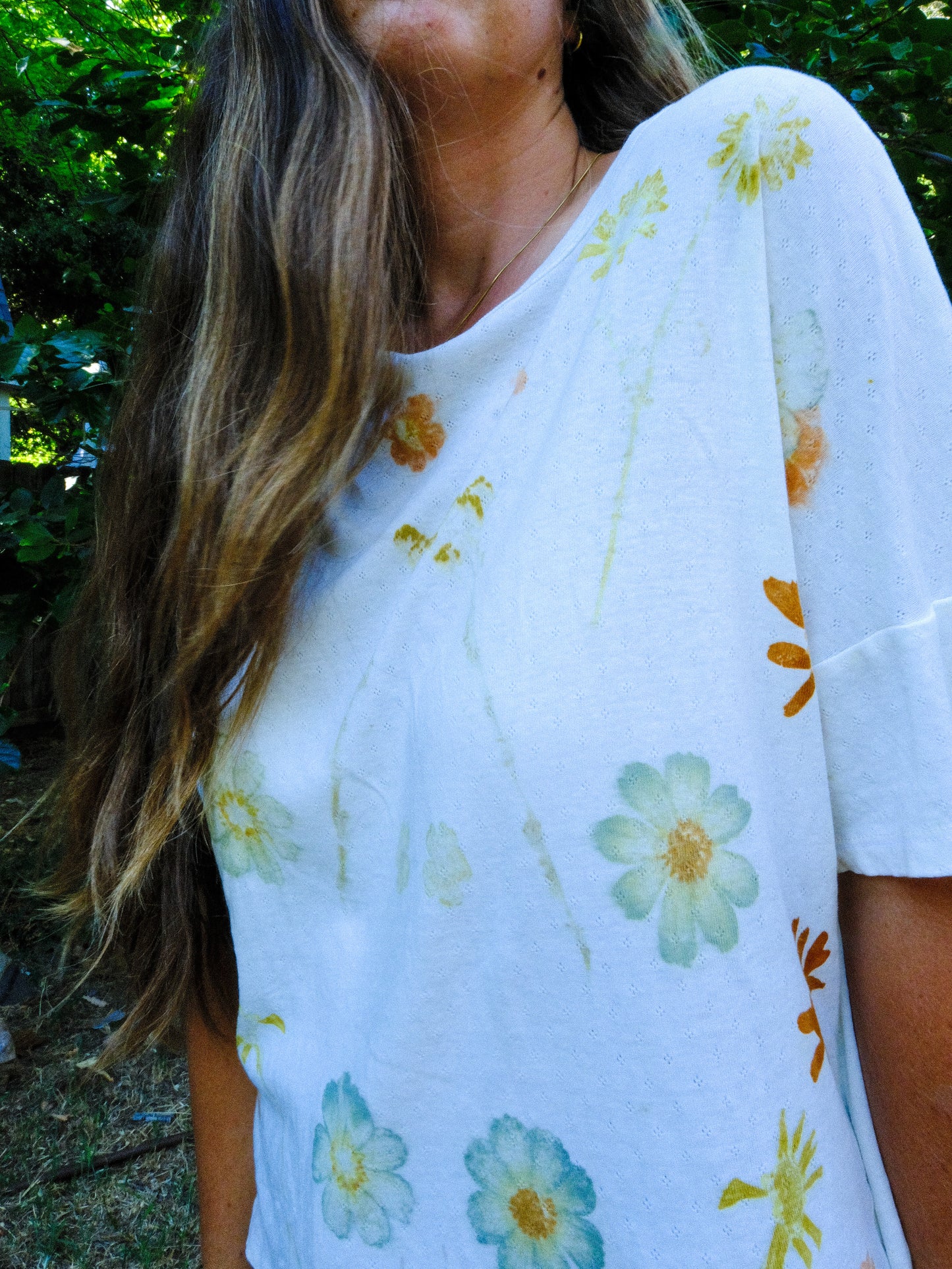 Pointelle Organic Cotton Eco-Printed Tee