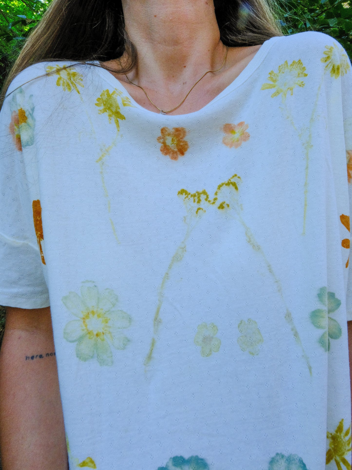 Pointelle Organic Cotton Eco-Printed Tee