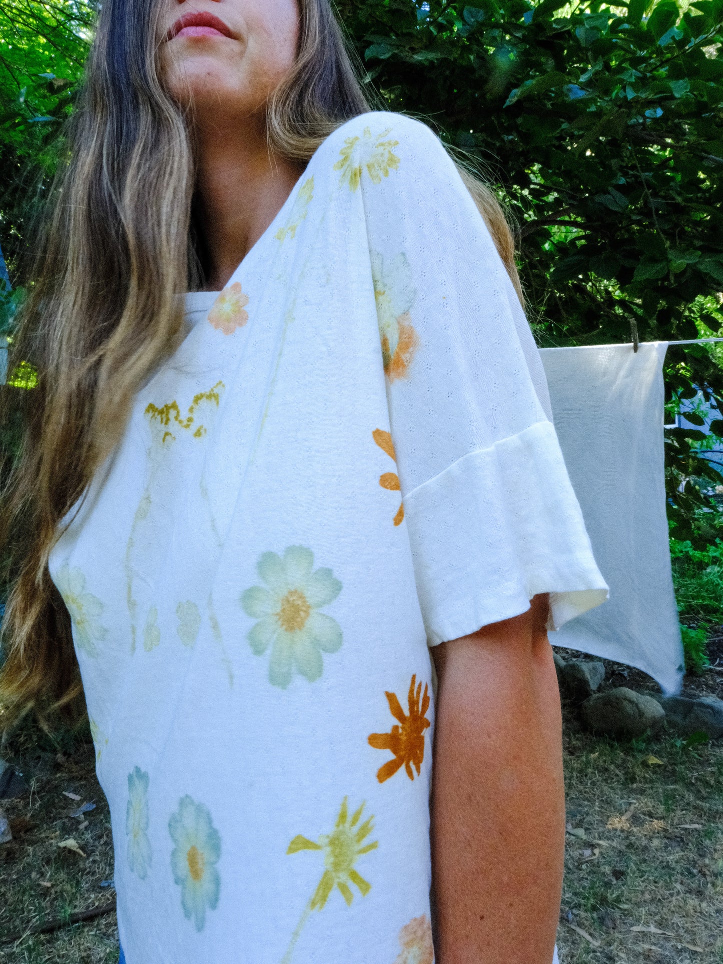 Pointelle Organic Cotton Eco-Printed Tee