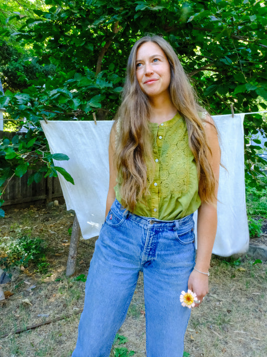 Indigo & Marigold Cotton/Linen Blend Blouse