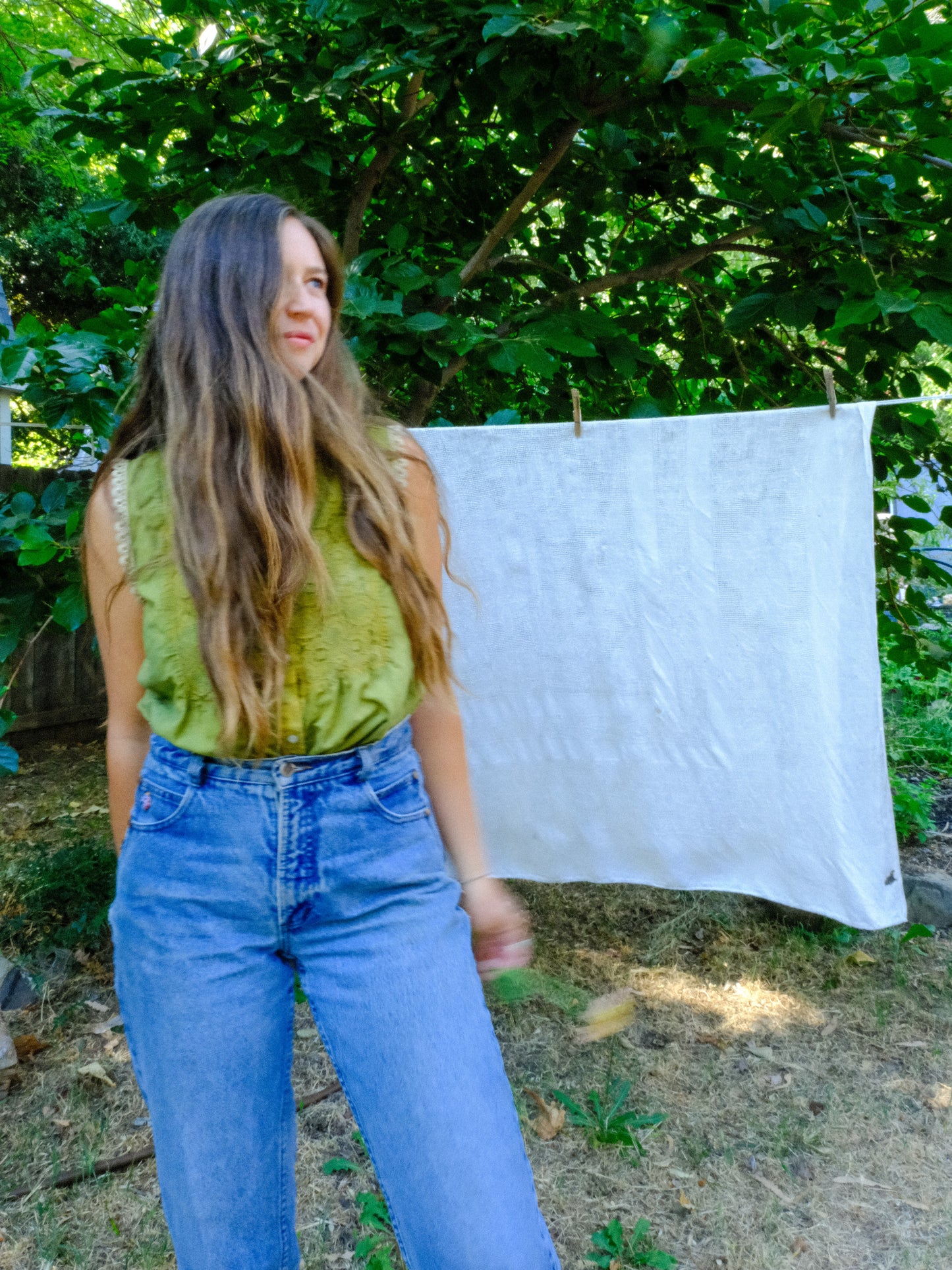Indigo & Marigold Cotton/Linen Blend Blouse